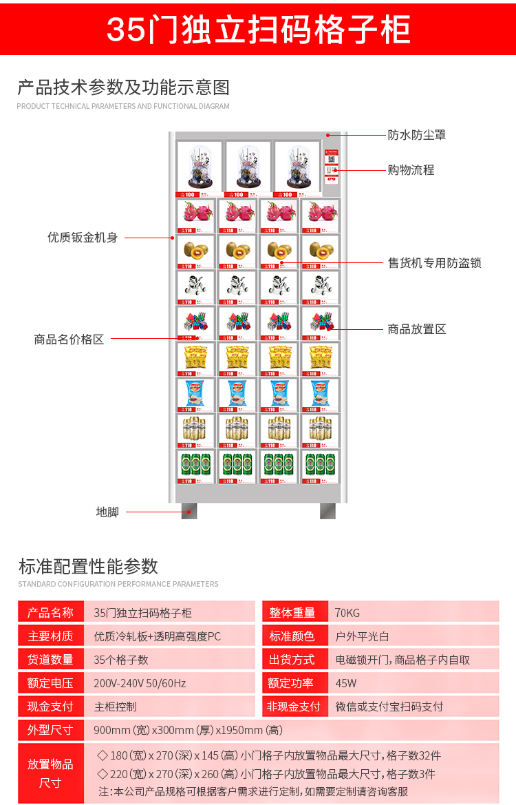 優(yōu)趣生活 自動(dòng)售賣機(jī) 獨(dú)立掃碼35門格子柜 無人新零售(圖2)
